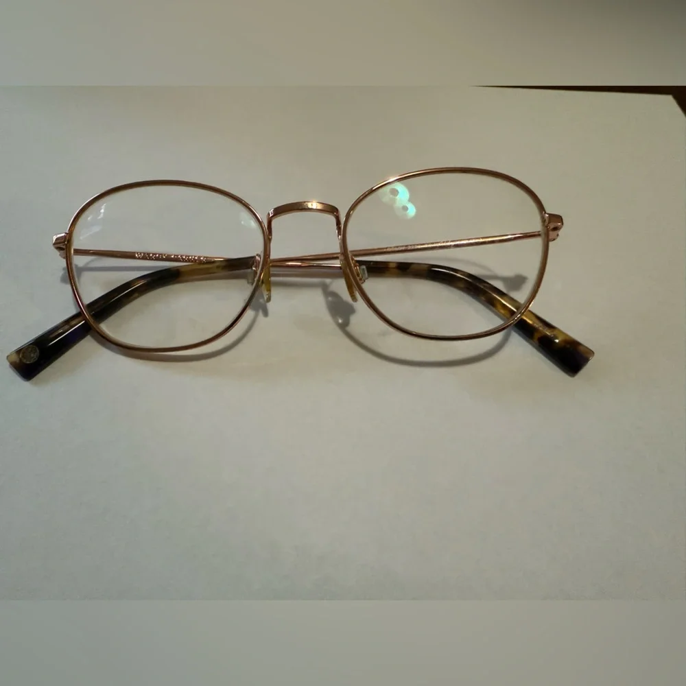 Warby Parker prescription eyeglasses Colby Rose Gold Narrow Frame Pre Owned